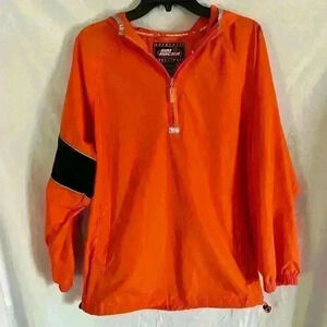 Rim Rocka Neon Orange 1/4 Zip Hooded Windbreaker Size XL (18/20) Y2K
